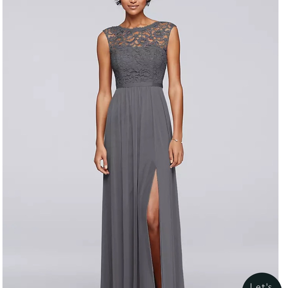 Elegant Gray Lace Evening Gown
